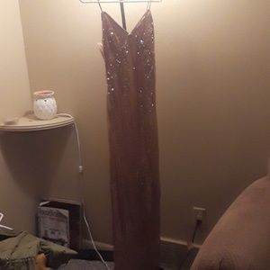 BEAUTIFUL long rose gold sequin dress, Size:S